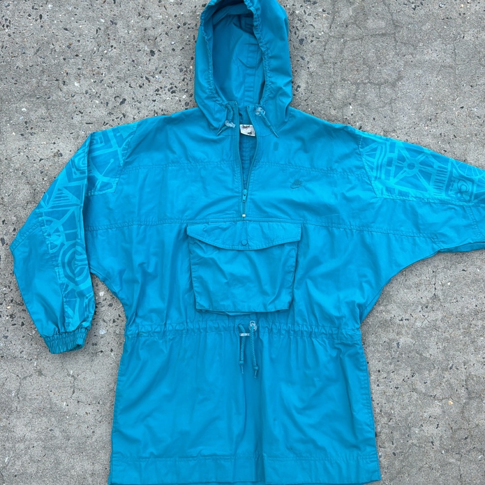 Blue Hooded Windbreaker Jacket